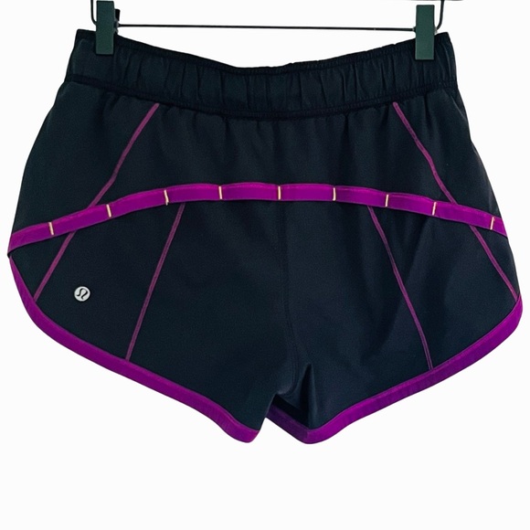 Vintage Lululemon Black Running Shorts with Purple Accents sz 4 - Picture 1 of 3